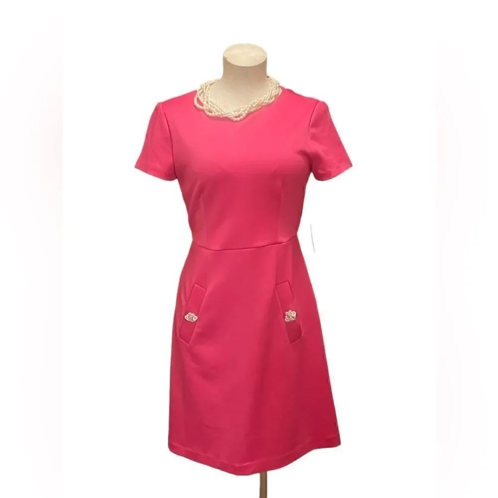 NWT Betsy Johnson Pink Embellished Short Sleeve Dress – Effortless Elegance